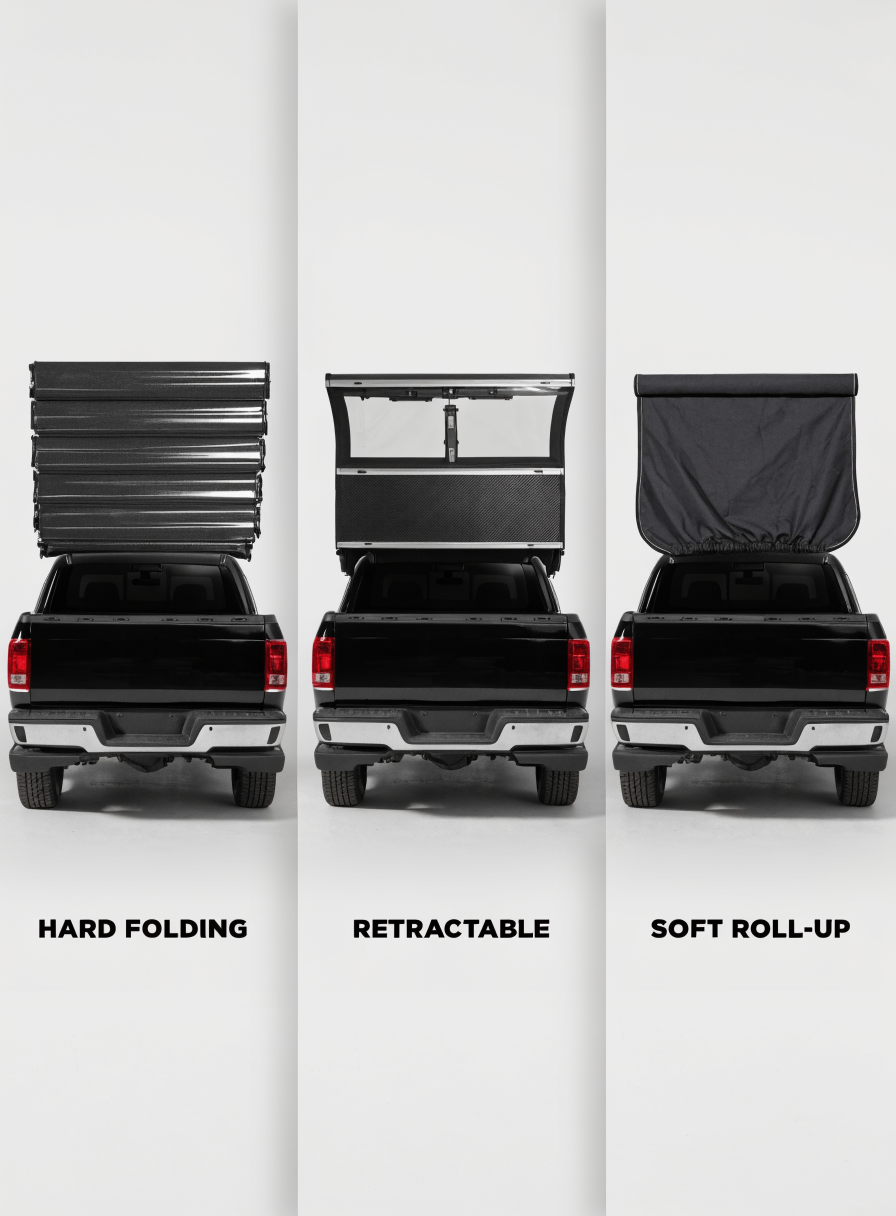 GMC Canyon bed cover types comparison showing different tonneau cover styles